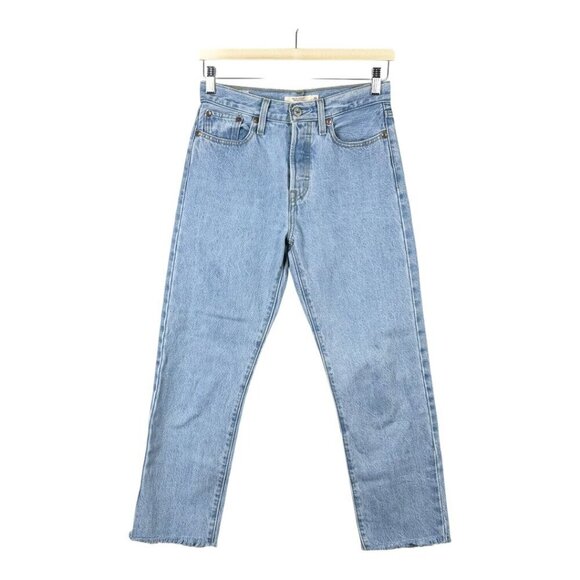 Levi's Wedgie Straight Raw Hem Jeans Light Wash - Picture 2 of 16